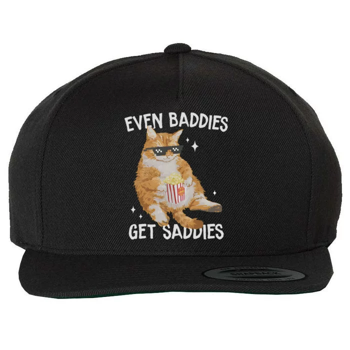 Funny Cat Meme Retro Weirdcore Wool Snapback Cap