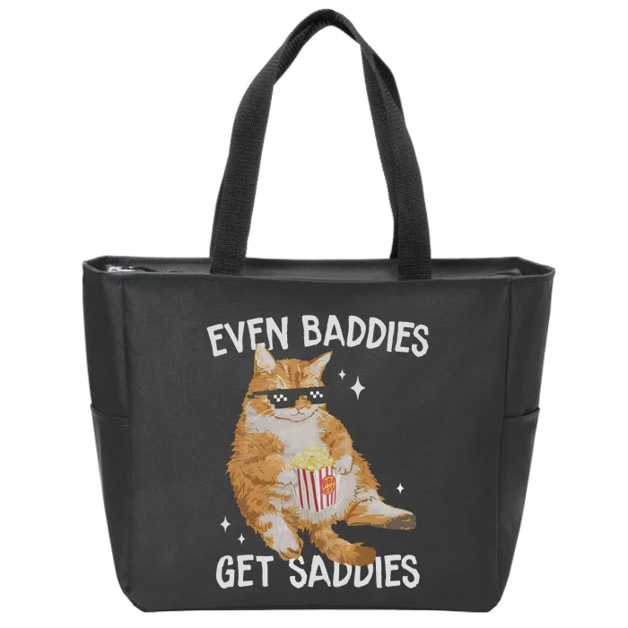 Funny Cat Meme Retro Weirdcore Zip Tote Bag