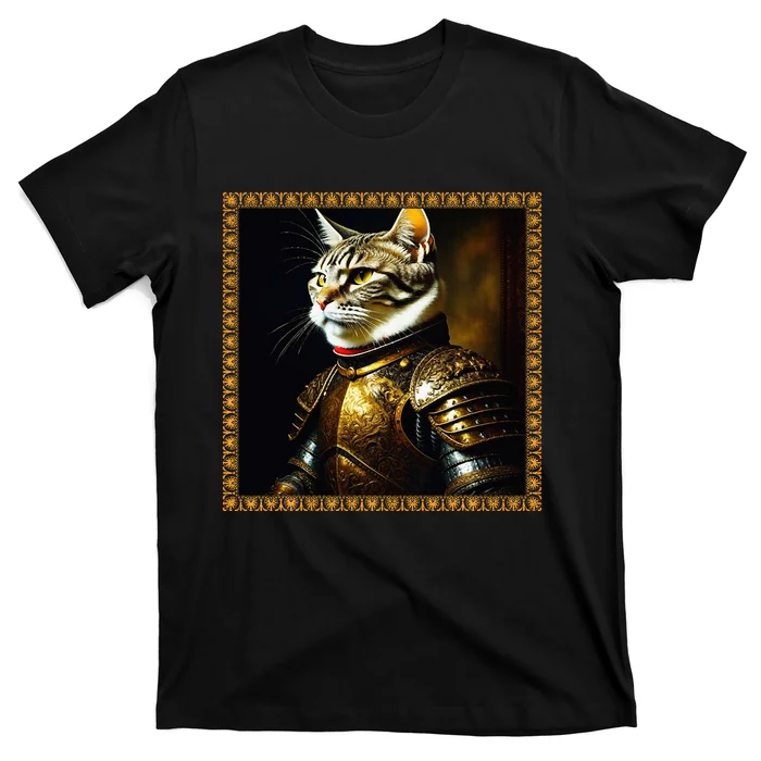 Funny Cat Medieval Portrait Renaissance Oil Painting Pet T-Shirt