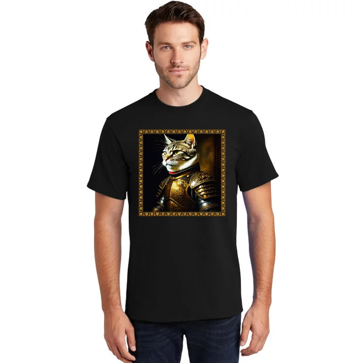 Funny Cat Medieval Portrait Renaissance Oil Painting Pet Tall T-Shirt