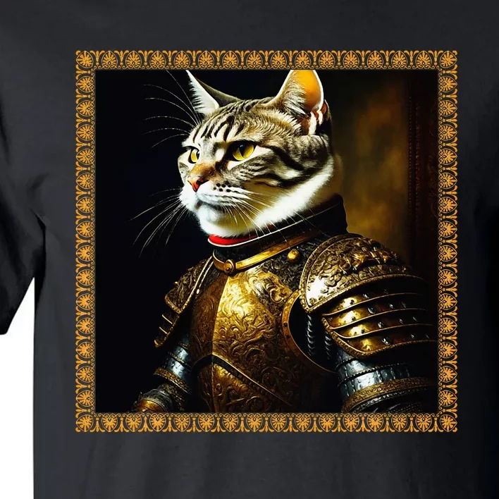 Funny Cat Medieval Portrait Renaissance Oil Painting Pet Tall T-Shirt