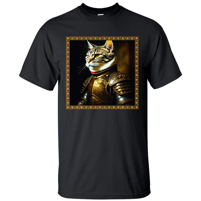 Funny Cat Medieval Portrait Renaissance Oil Painting Pet Tall T-Shirt