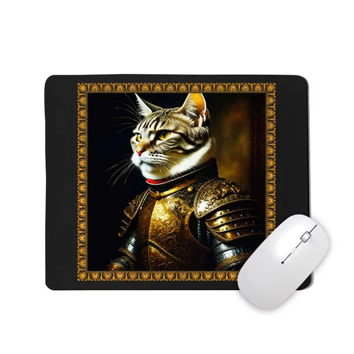 Funny Cat Medieval Portrait Renaissance Oil Painting Pet Mousepad