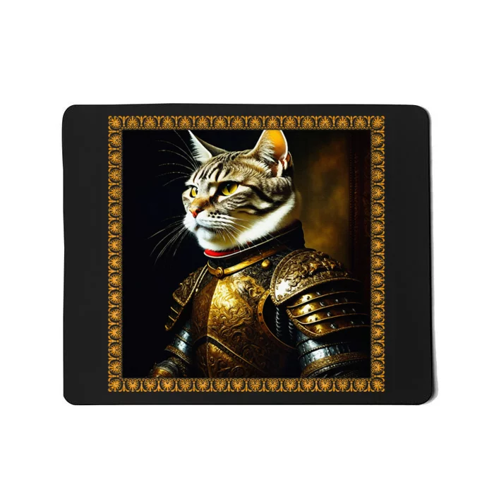 Funny Cat Medieval Portrait Renaissance Oil Painting Pet Mousepad