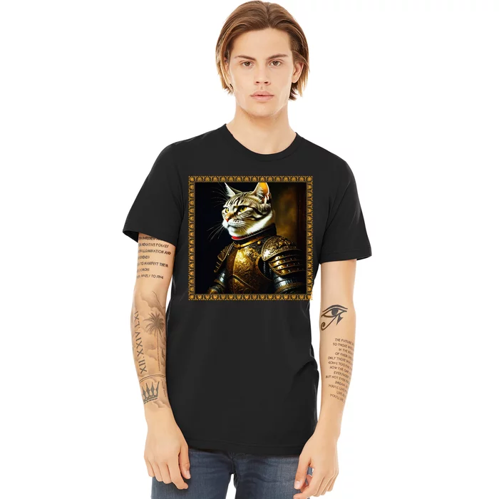 Funny Cat Medieval Portrait Renaissance Oil Painting Pet Premium T-Shirt