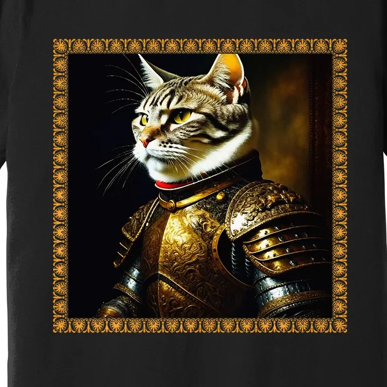 Funny Cat Medieval Portrait Renaissance Oil Painting Pet Premium T-Shirt