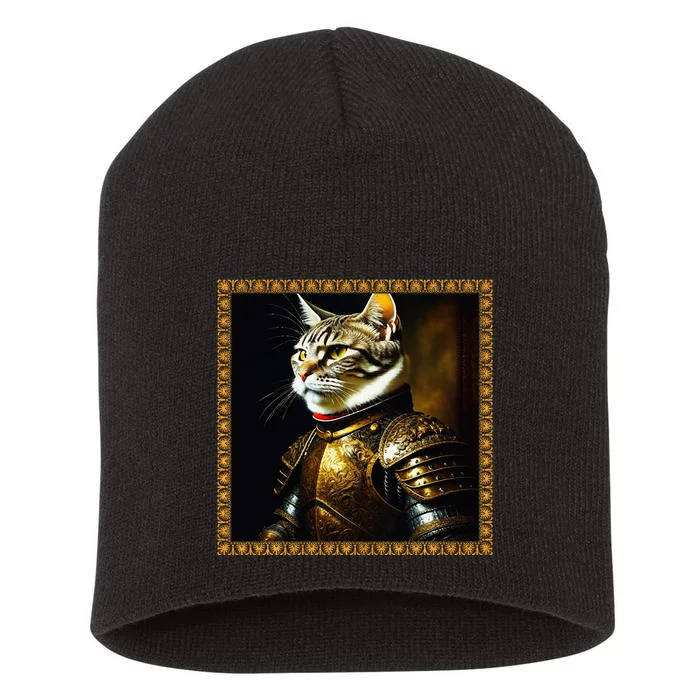 Funny Cat Medieval Portrait Renaissance Oil Painting Pet Short Acrylic Beanie