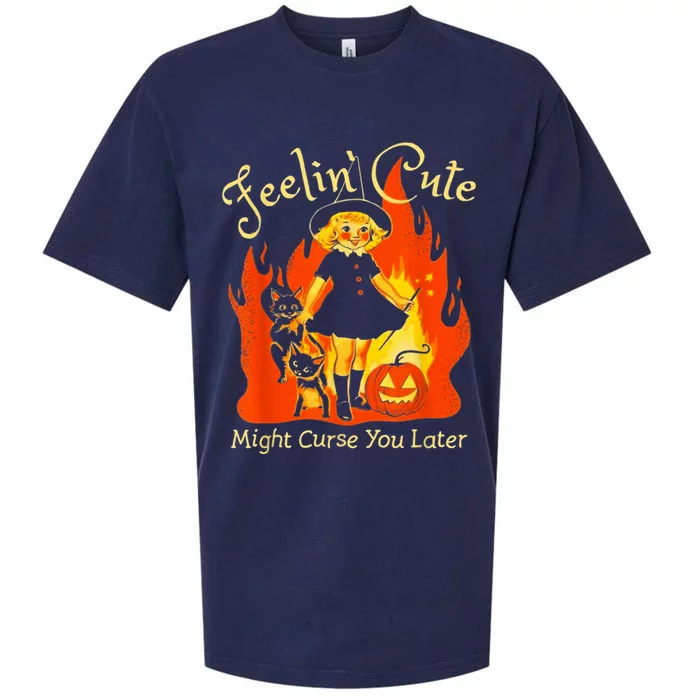 Feeling Cute Might Curse You Later Cute Witch Sueded Cloud Jersey T-Shirt