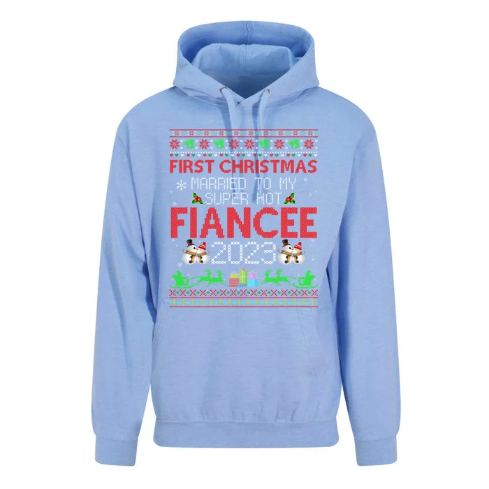 First Christmas Married To My Super Hot Fiancee Ugly Sweater Cute Gift Unisex Surf Hoodie