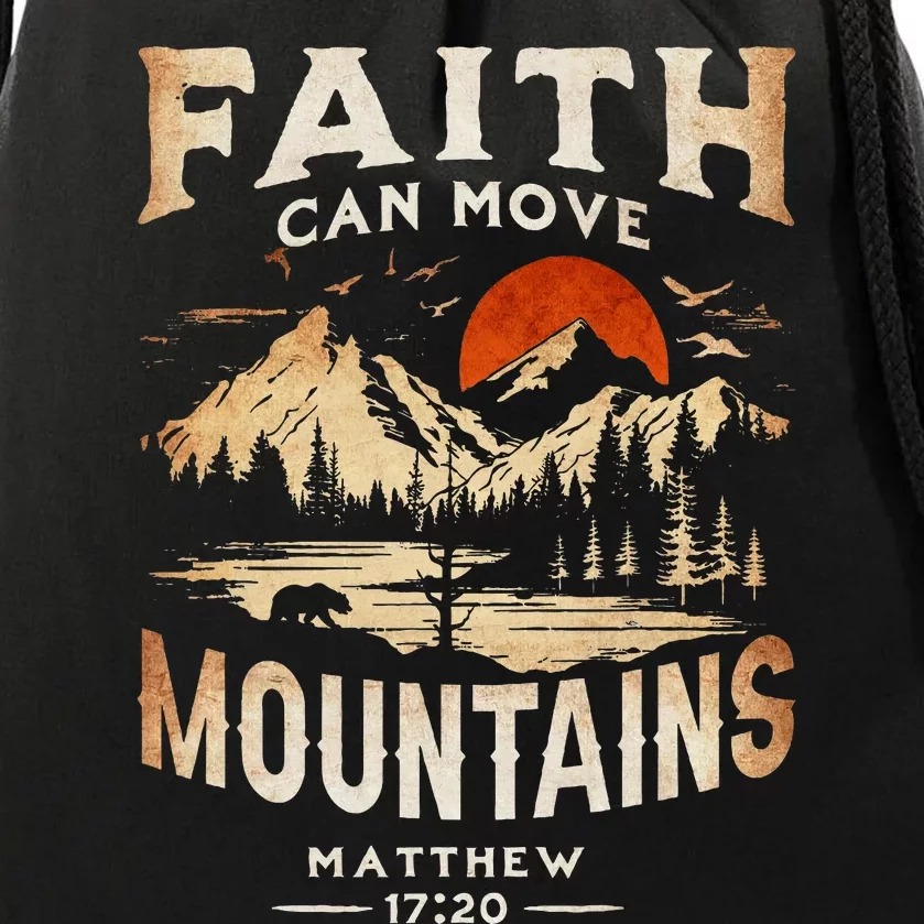 Faith Can Move Mountains Classic Art Western Matthew 1720 Drawstring Bag