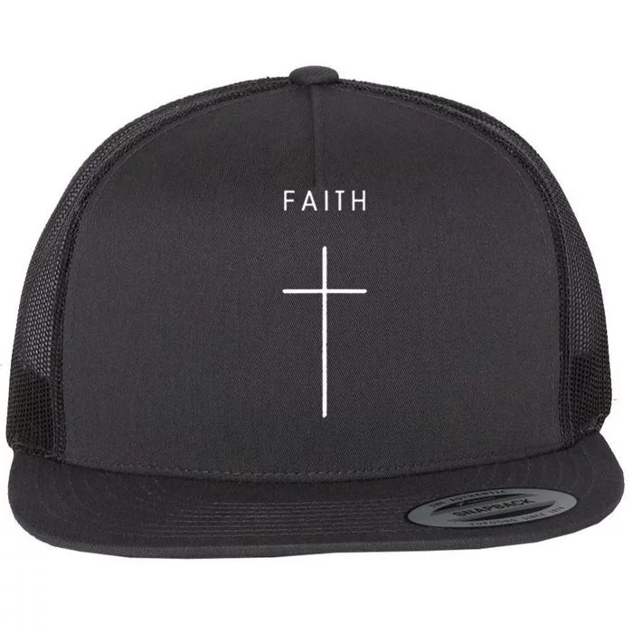 Faith Cross Minimalist Christian Religious Jesus Flat Bill Trucker Hat