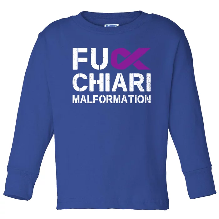 Fuck Chiari Malformation Awareness Purple Ribbon Warrior Gift Toddler Long Sleeve Shirt