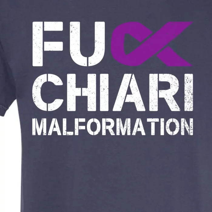 Fuck Chiari Malformation Awareness Purple Ribbon Warrior Gift Garment-Dyed Heavyweight T-Shirt