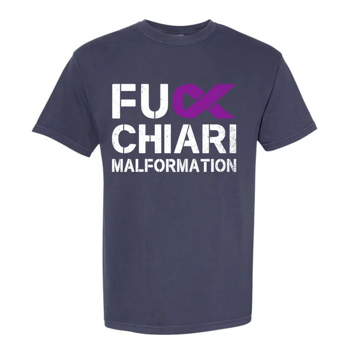 Fuck Chiari Malformation Awareness Purple Ribbon Warrior Gift Garment-Dyed Heavyweight T-Shirt