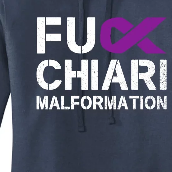 Fuck Chiari Malformation Awareness Purple Ribbon Warrior Gift Women's Pullover Hoodie