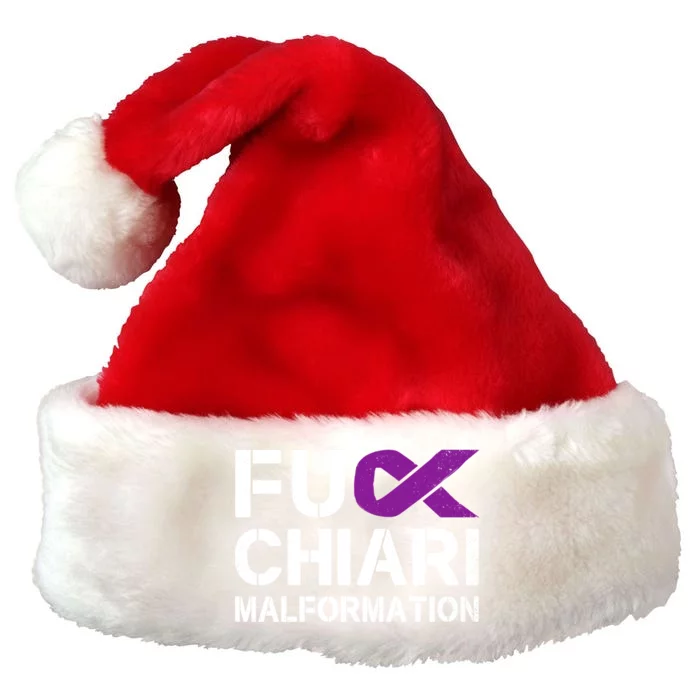 Fuck Chiari Malformation Awareness Purple Ribbon Warrior Gift Premium Christmas Santa Hat