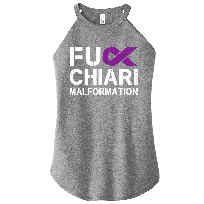 Fuck Chiari Malformation Awareness Purple Ribbon Warrior Gift Women’s Perfect Tri Rocker Tank