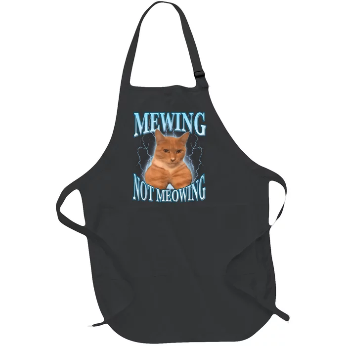 Funny Cat Meme Mewing Looksmax Meowing Cat Trend Full-Length Apron With Pocket