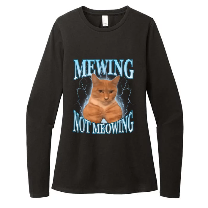 Funny Cat Meme Mewing Looksmax Meowing Cat Trend Womens CVC Long Sleeve Shirt