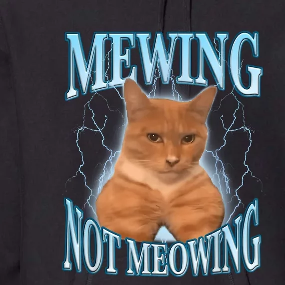 Funny Cat Meme Mewing Looksmax Meowing Cat Trend Premium Hoodie