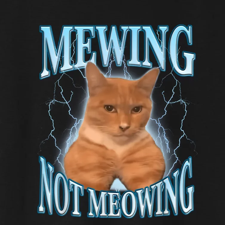 Funny Cat Meme Mewing Looksmax Meowing Cat Trend Women's Crop Top Tee