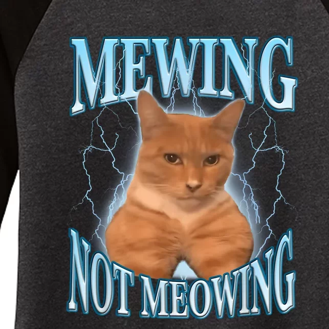 Funny Cat Meme Mewing Looksmax Meowing Cat Trend Women's Tri-Blend 3/4-Sleeve Raglan Shirt