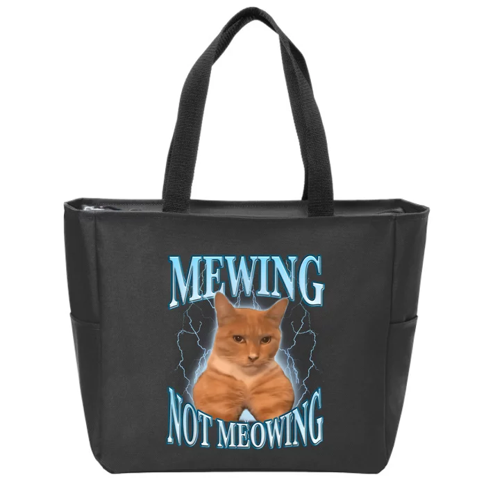 Funny Cat Meme Mewing Looksmax Meowing Cat Trend Zip Tote Bag