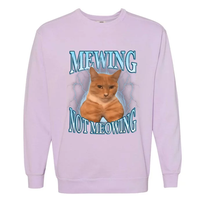 Funny Cat Meme Mewing Looksmax Meowing Cat Trend Garment-Dyed Sweatshirt