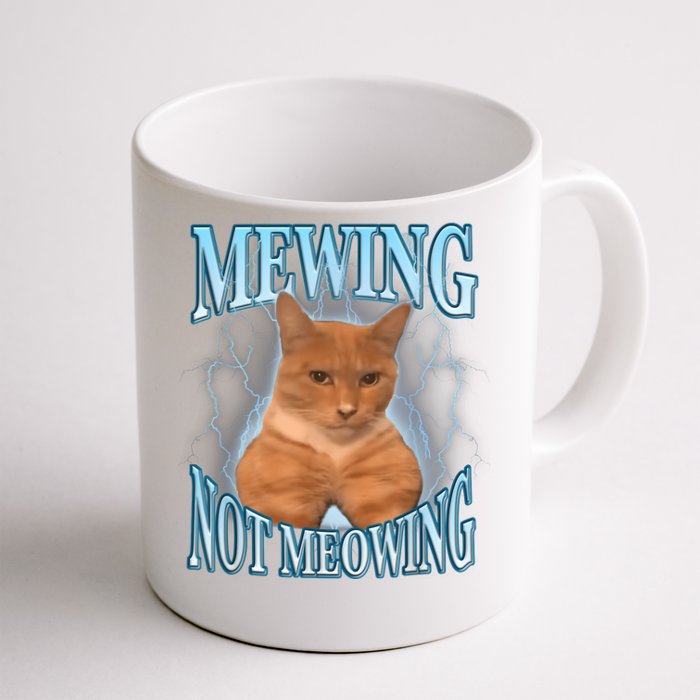 Funny Cat Meme Mewing Looksmax Meowing Cat Trend Front & Back Coffee Mug