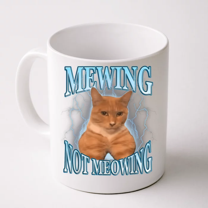 Funny Cat Meme Mewing Looksmax Meowing Cat Trend Front & Back Coffee Mug