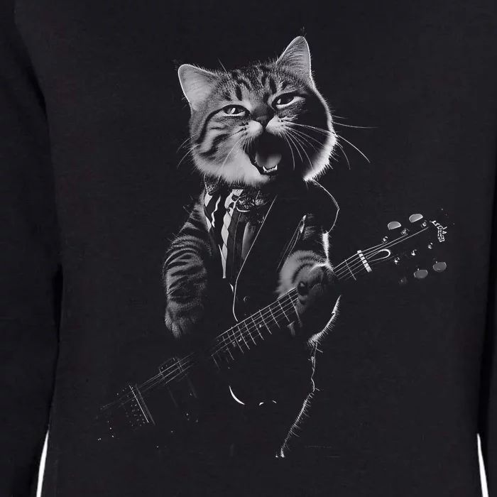 Funny Cat Musician Music Cat Playing Guitar Womens California Wash Sweatshirt