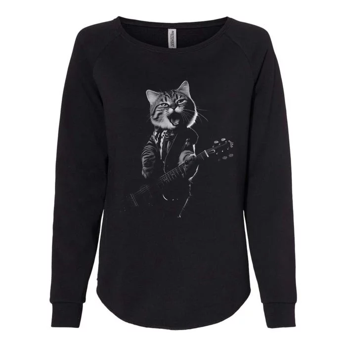 Funny Cat Musician Music Cat Playing Guitar Womens California Wash Sweatshirt