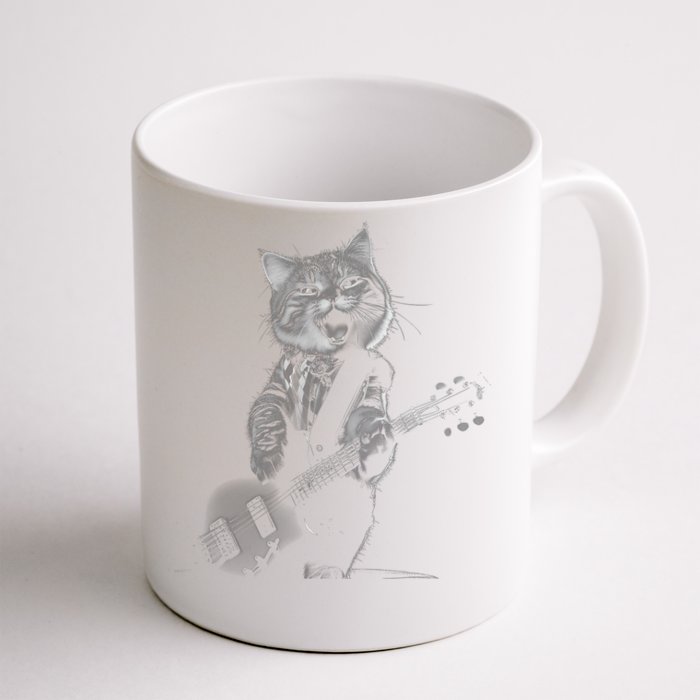 Funny Cat Musician Music Cat Playing Guitar Front & Back Coffee Mug