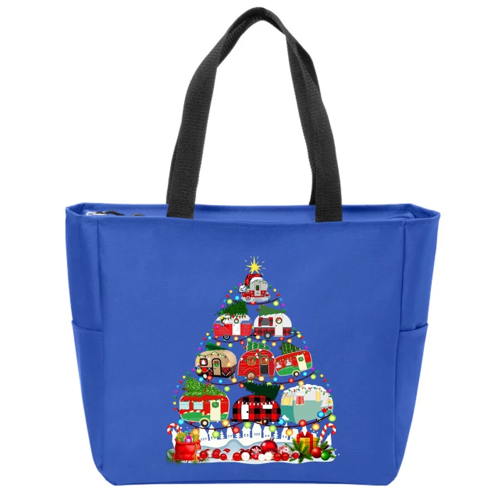 Funny Camping Merry Christmas Tree Camper Snow Rv Lights Meaningful Gift Zip Tote Bag