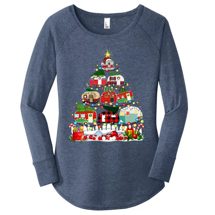 Funny Camping Merry Christmas Tree Camper Snow Rv Lights Meaningful Gift Women's Perfect Tri Tunic Long Sleeve Shirt