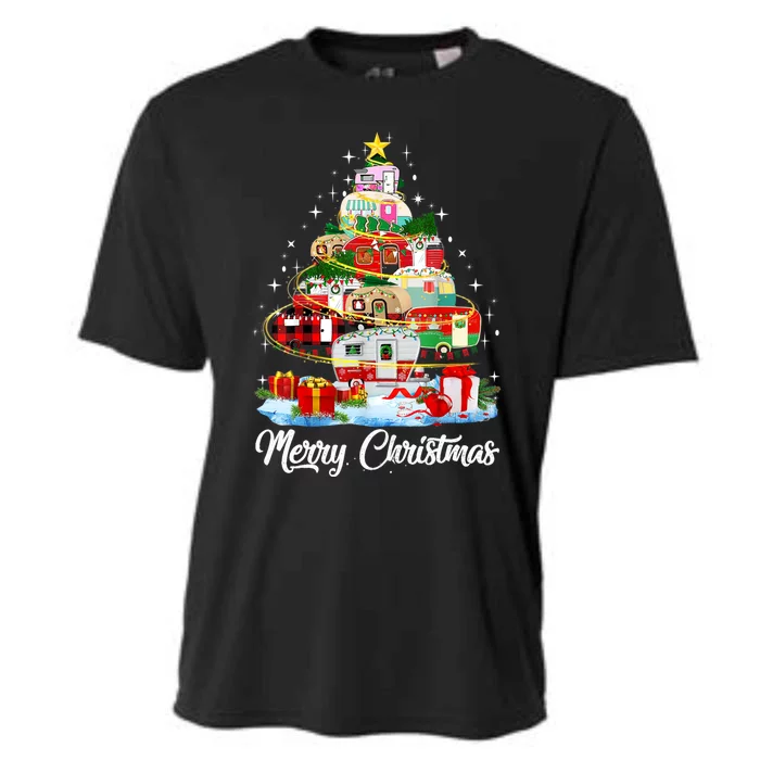 Funny Camping Merry Christmas Tree Camper Snow Tendency Gift Cooling Performance Crew T-Shirt