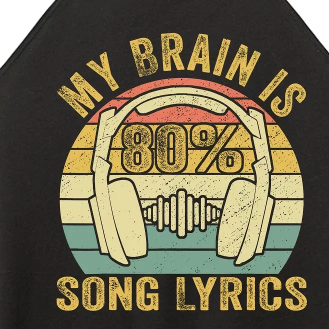 Funny & Cool Music Lover Life My Brain Is 80% Song Lyrics Women’s Perfect Tri Rocker Tank