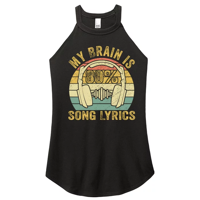 Funny & Cool Music Lover Life My Brain Is 80% Song Lyrics Women’s Perfect Tri Rocker Tank