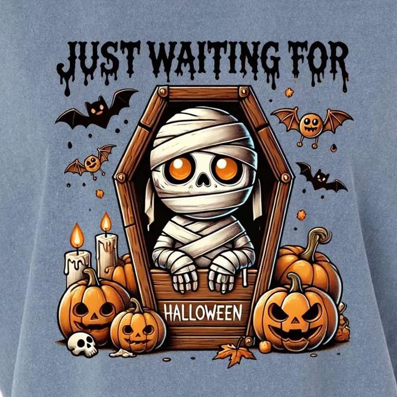 Funny Cute Mummy Just Waiting For Halloween Cute Gift Garment-Dyed Women's Muscle Tee