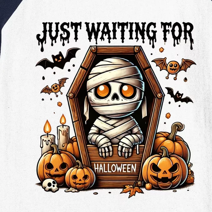 Funny Cute Mummy Just Waiting For Halloween Cute Gift Baseball Sleeve Shirt