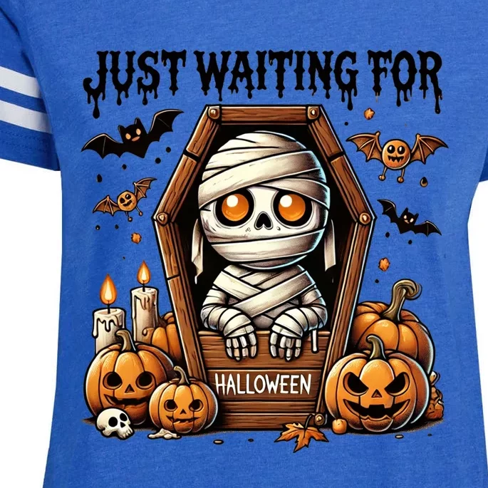 Funny Cute Mummy Just Waiting For Halloween Cute Gift Enza Ladies Jersey Football T-Shirt