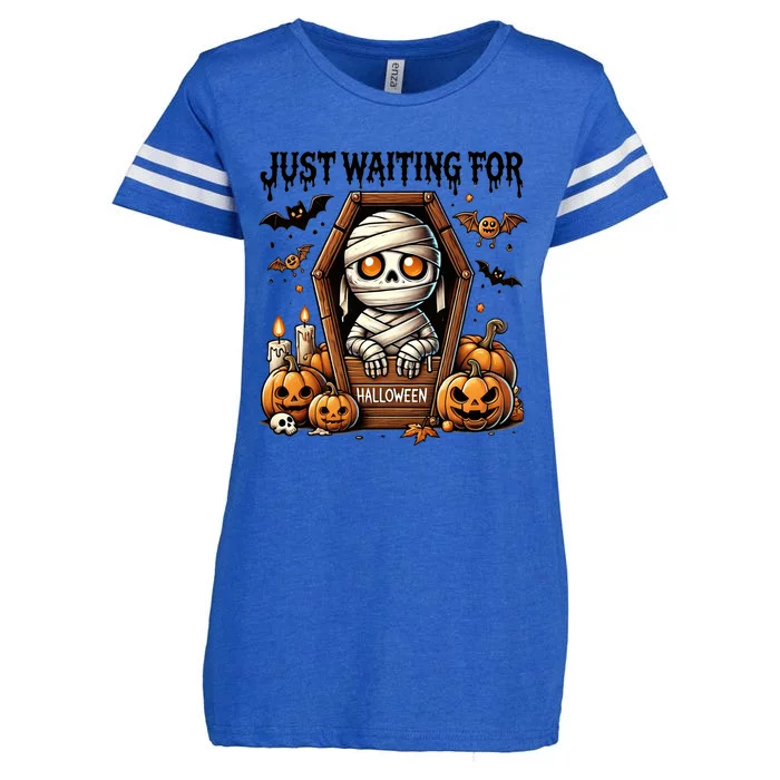 Funny Cute Mummy Just Waiting For Halloween Cute Gift Enza Ladies Jersey Football T-Shirt