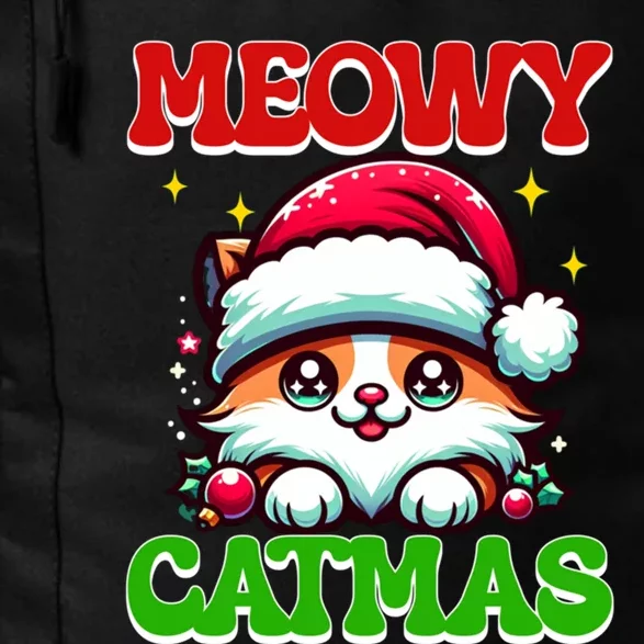 Funny Christmas Meowy Catmas Xmas Tree Santa Cat Kitten Daily Commute Backpack