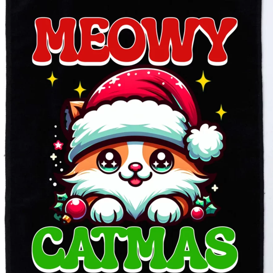 Funny Christmas Meowy Catmas Xmas Tree Santa Cat Kitten Platinum Collection Golf Towel