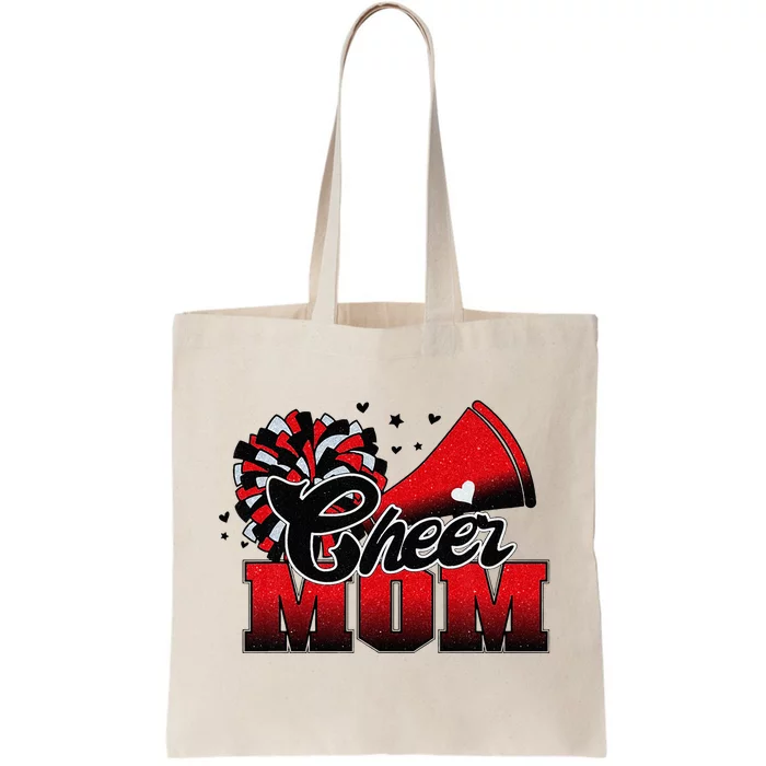 Football Cheer Mom Red Black Pom Leopard Tote Bag