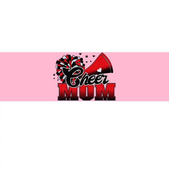 Football Cheer Mom Red Black Pom Leopard Bumper Sticker