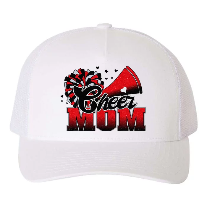 Football Cheer Mom Red Black Pom Leopard Yupoong Adult 5-Panel Trucker Hat