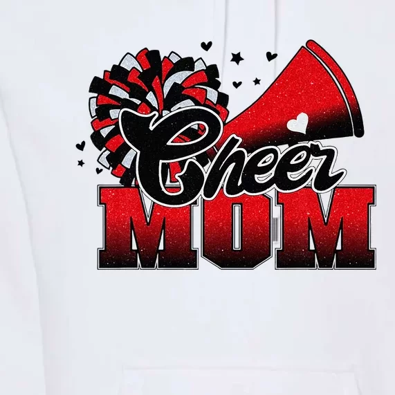 Football Cheer Mom Red Black Pom Leopard Premium Hoodie