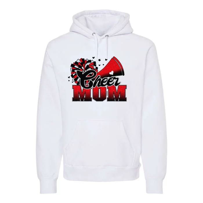 Football Cheer Mom Red Black Pom Leopard Premium Hoodie