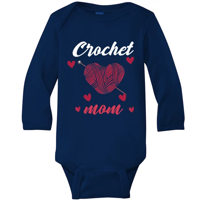 Funny Crochet Mom Crocheting Crocheter Yarn Lover Cool Gift Baby Long Sleeve Bodysuit